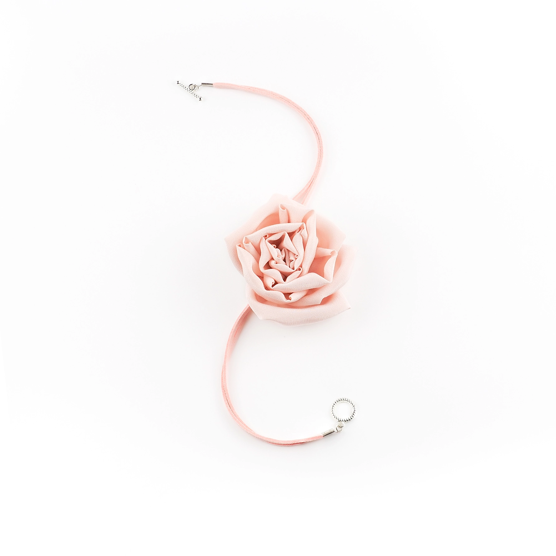 Pink_Silk_Rose_Choker_Necklace_Flat_Lay