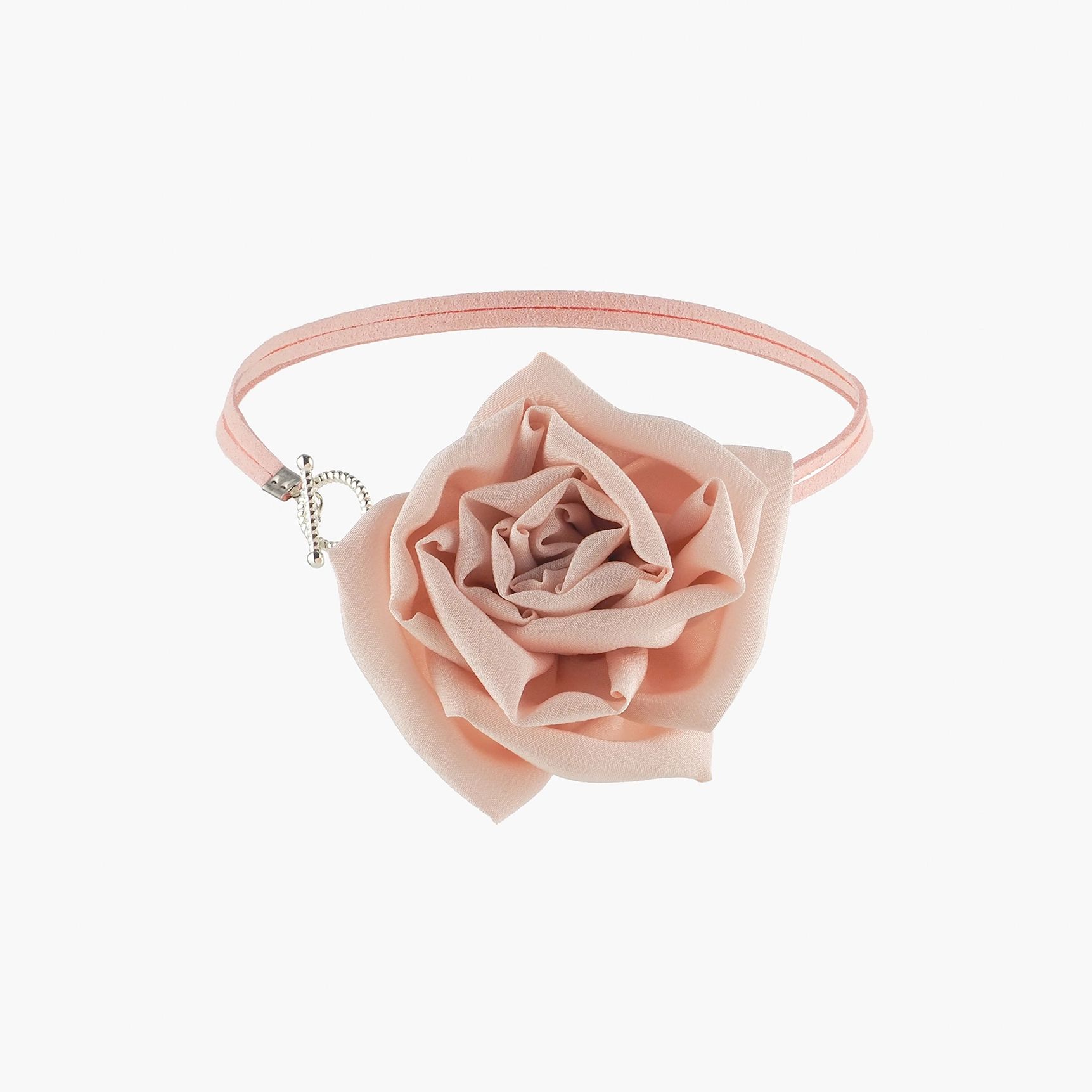 Pink_Silk_Rose_Choker_Necklace_Front_View
