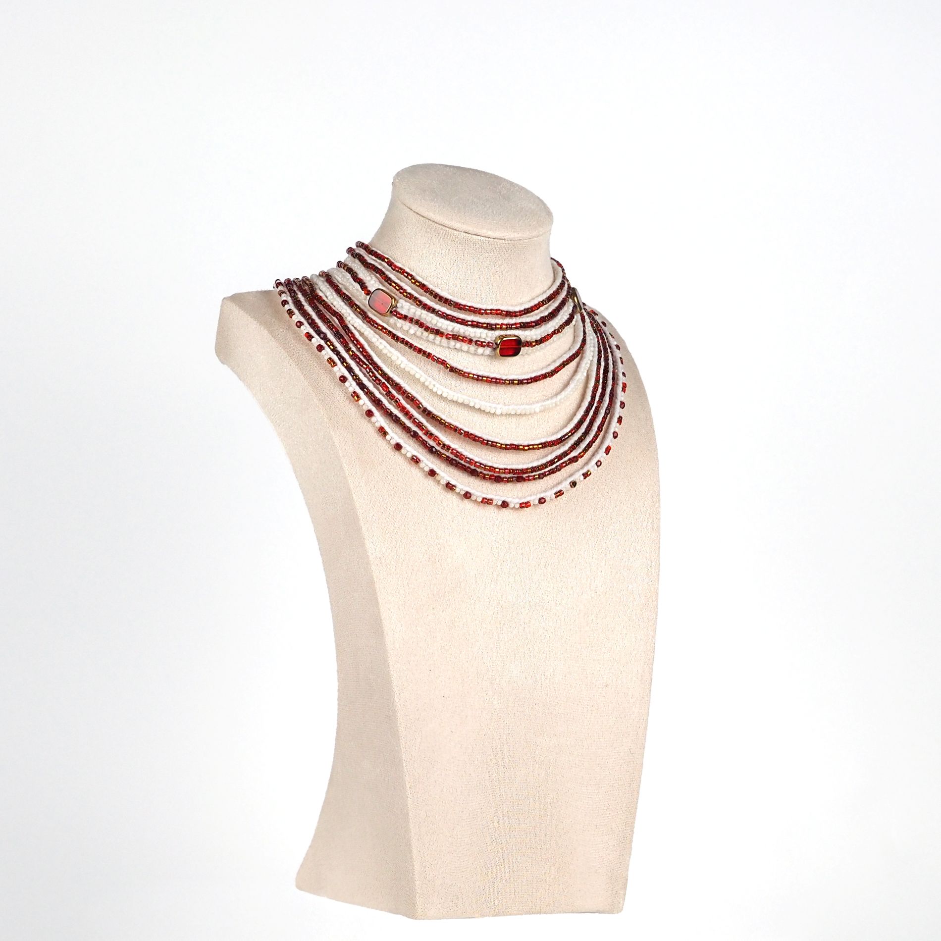 Red_White_Multi-Strand_Necklace_Angled_View