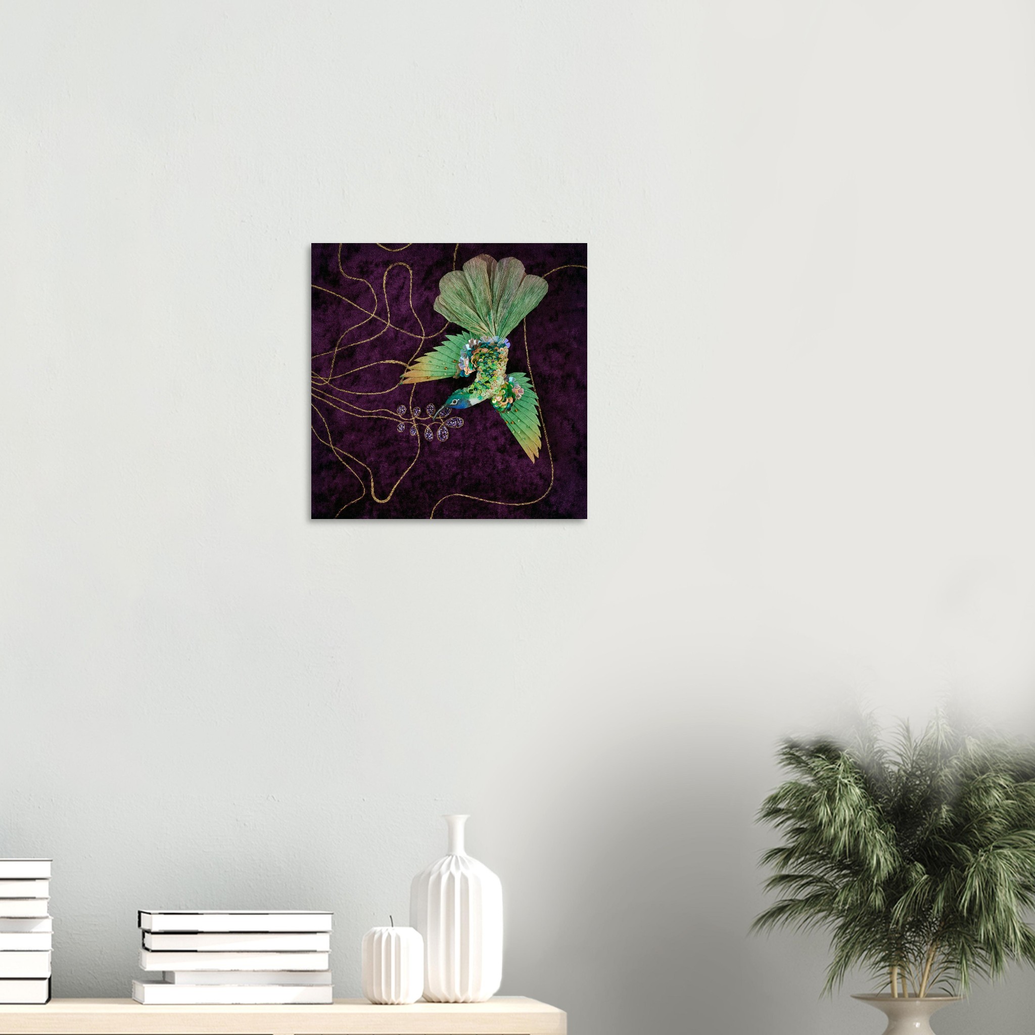 green-hummingbird-textile-art-print-40×40-cm-interior-display.jpg